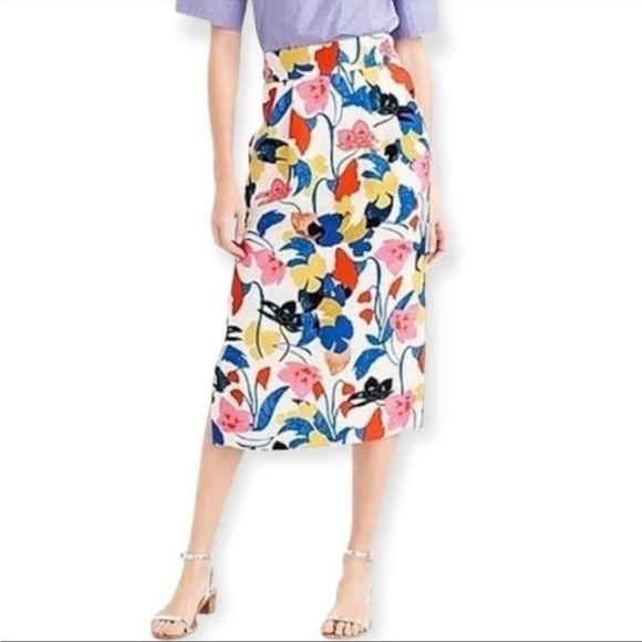 J. Crew Pintucked Midi Skirt Morning Floral 0 - Picture 2 of 5